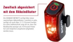 Sigma Infinity Mit Akku Für USB-Ladegerät -Fahrradsportgeschäft Sigma Batterieruecklicht Rueckleuchte Infinity USB Akku 15200 4016224152001d