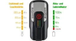 Sigma Aura-80 Mit Akku Für USB-Ladegerät -Fahrradsportgeschäft Sigma Frontleuchte Batterieleuchte LED Akku Aura 80 Lux USB 17800 4016224178001 070 28037c
