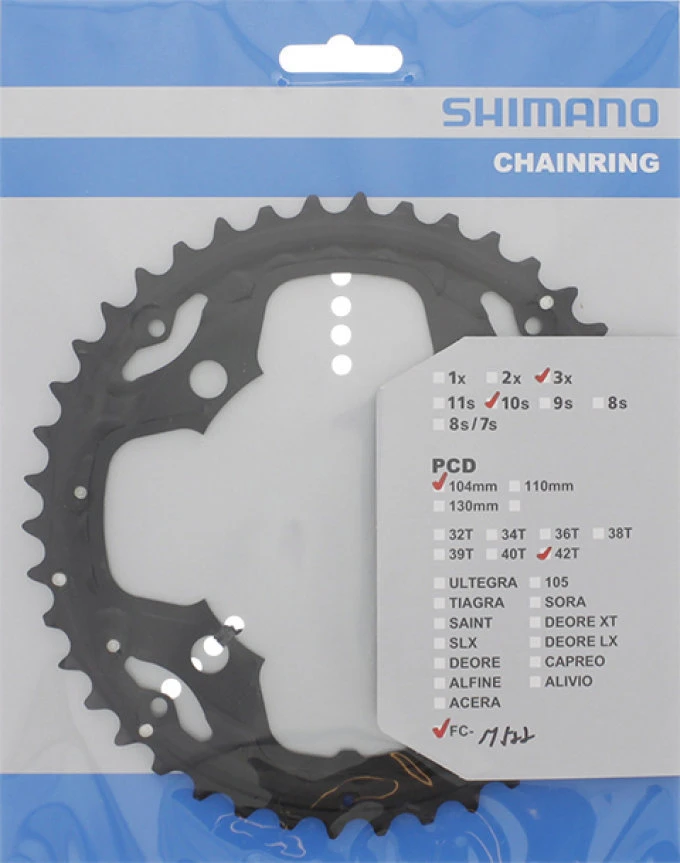 Shimano M-522 4-Arm 10-fach 42 Zähne AE-Type Alu Schwarz Y-1N098070 3 Shimano M-522 4-Arm 10-fach 42 Zähne AE-Type Alu Schwarz Y-1N098070