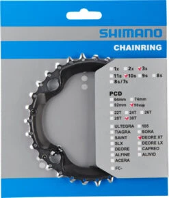 Shimano XT Ab 2014 4-Arm 10-fach 30 Zähne AN-Type Stahl / Verbundwerkstoff Schwarz Y-1NV98010